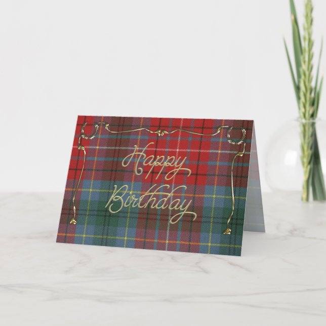 Elegant födelsedagskort i British Columbia Tartan Kort (Framsida)
