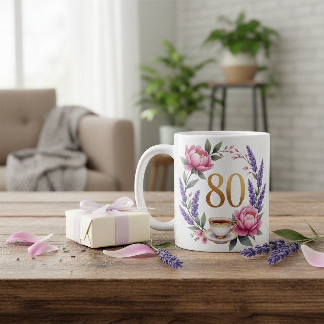 Elegant födelsedagsmugg för mormor 80 år kaffemugg (Elegant 80th Birthday Mug for Grandma)