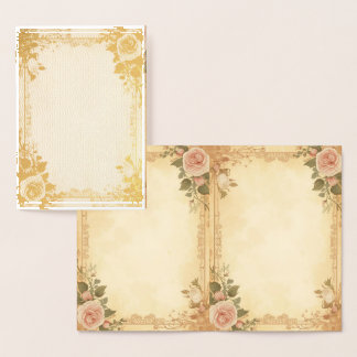 Elegant Foil Card – Vintage Rose Design Folierat Kort