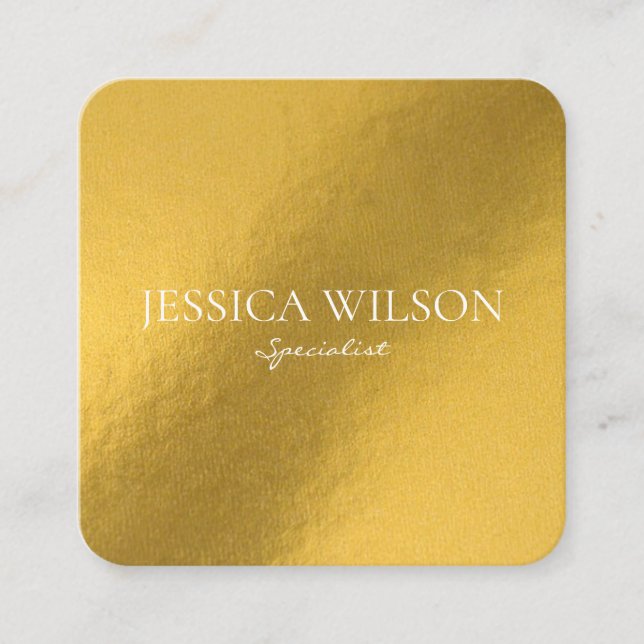 Elegant foil guld modern affärskort fyrkantigt visitkort (Framsida)