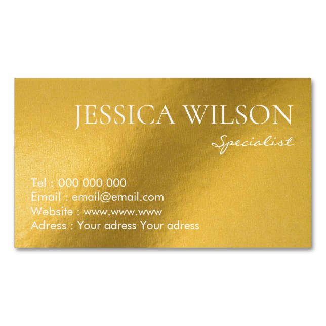 Elegant foil guld modern Affärskort Magnet (Framsida)