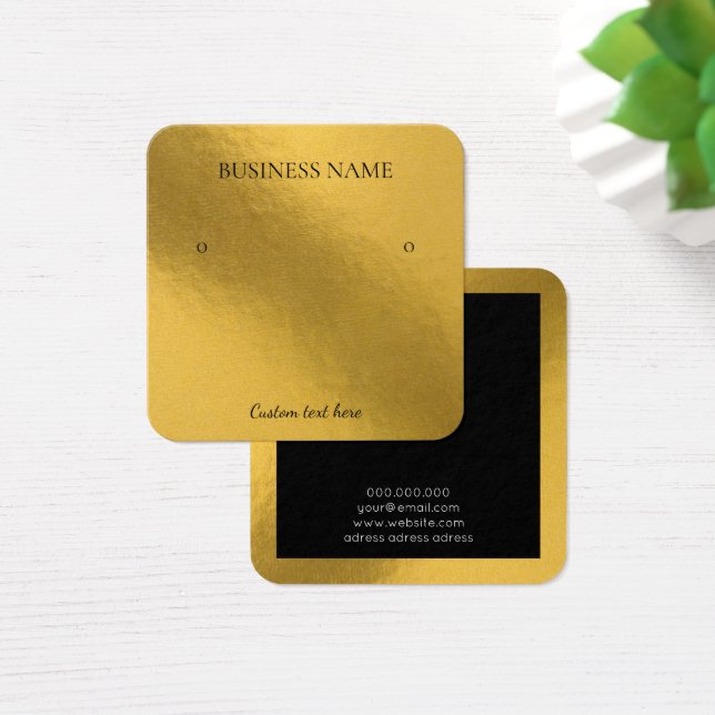 Elegant foil guld örringar fyrkantiga visningar fyrkantigt visitkort (Skivbord)