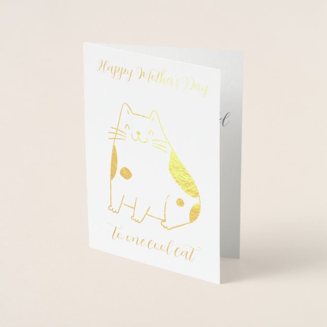 Elegant Foil Mors dag Card Coola Cat Folierat Kort (Framsida)