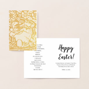 Elegant Foil Påsk Rabbit Church Brunch Anpassnings Folierat Kort