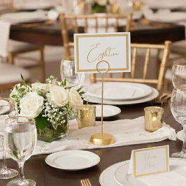 Elegant Foil Wedding Table Number Tent - EIGHTEEN Folierat Kort