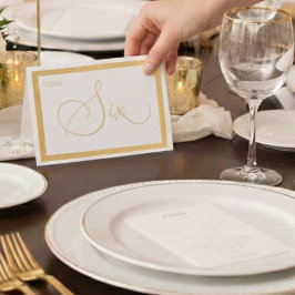 Elegant Foil Wedding Table Number Tent - SEVEN Folierat Kort