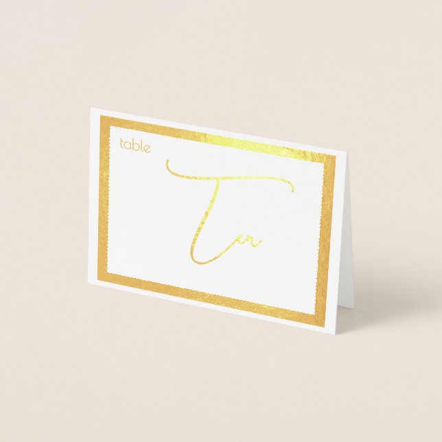 Elegant Foil Wedding Table Number Tent - TEN Folierat Kort (Framsida)