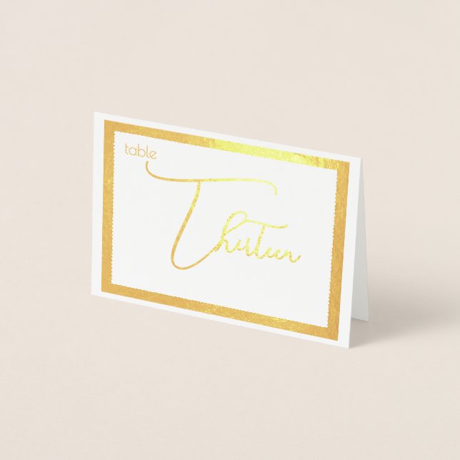 Elegant Foil Wedding Table Number Tent - THIRTEEN Folierat Kort (Framsida)