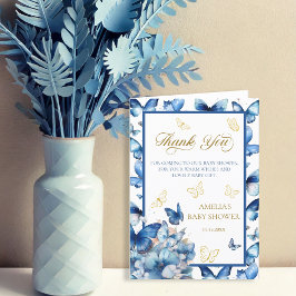 Elegant Foldad Blue Butterfly Baby i Bloom Tack Kort