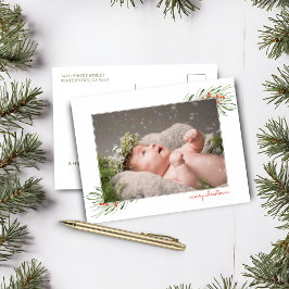 Elegant Foliage Berries God jul Photo Helg Vykort