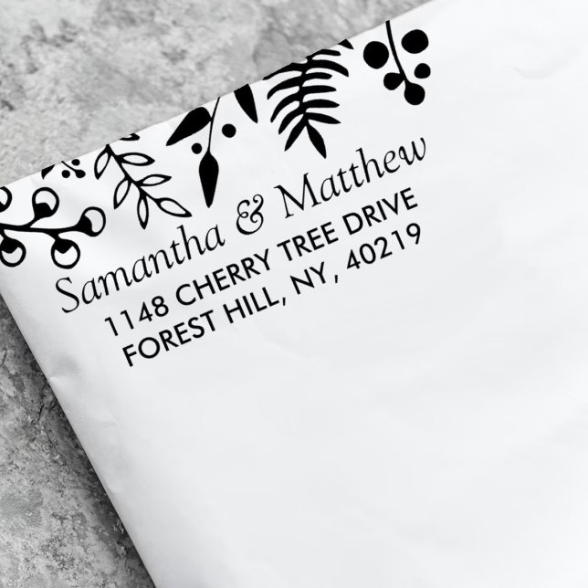 Elegant Foliage Blommigt Bröllop Självfärgande Stämpel (Skapare uppladdad)