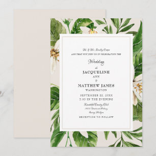 Elegant Foliage Bride Parents Cream Bröllop Inbjudningar