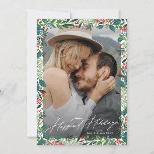 elegant foliage christmas ram HAPPIEST-HELGDAGAR Julkort