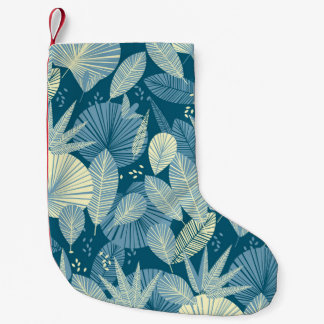 Elegant Foliage: Grått-Blue Tropical Mönster. Liten Julstrumpa