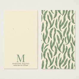 Elegant Foliage Grönt Cream Earring Visning Cards Visitkort