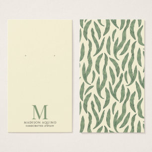 Elegant Foliage Grönt Cream Earring Visning Cards Visitkort
