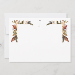 Elegant Foliage Grönt Guld Monogram Tack Kort