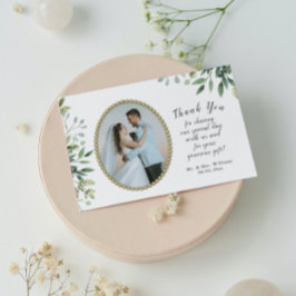 Elegant Foliage & guld pearl bröllop Tack Kort