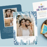 Elegant Foliage | Hanukkah Photo Collage Card Inbjudningar<br><div class="desc">Hanukkah... Ljus festival är här. Ljusa menoran, spela med drömmaren och festen på latkes och sufganiyot. Fira Hanukkahs anda med vänner, familj med våra vackra fotokort. Hanukkah-kortet i elegant är en fantastisk perfekt för modern helgdag för vem som helst på din sändlista. Ett helgdag för chic och trendig med vackra,...</div>