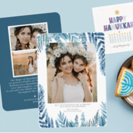 Elegant Foliage | Hanukkah Photo Collage Card Inbjudningar