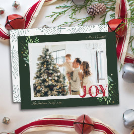 Elegant Foliage Julafton Joy Family Photo Hälsning Julkort