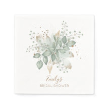 Elegant Foliage Sage Guld Bröllop Namn Napkins