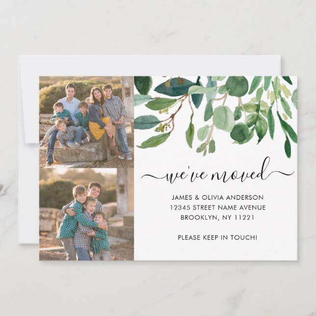 Elegant Foliage Vi har flyttat New Home Photo Flyt Meddelande (Framsida)