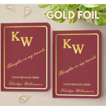 Elegant Folie Namn Monogram Resedagbok eller Dagbo