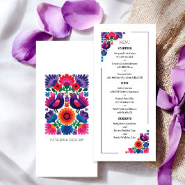 Elegant Folk Birds and Flowers Wedding Pattern Meny