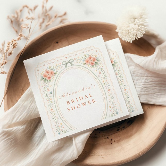 Elegant Folk Floral Bröllopsdusch Pappersservett (Skapare uppladdad)