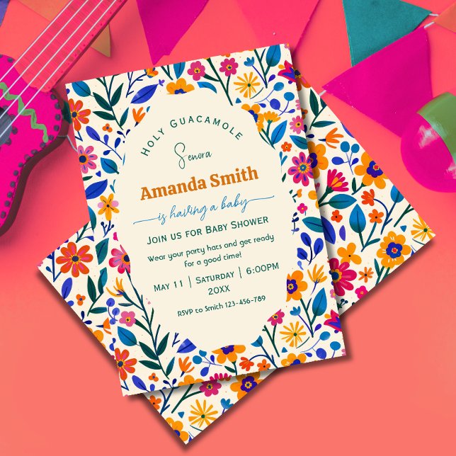 Elegant Folk Mexican Floral Baby shower invitation Inbjudningar (Skapare uppladdad)