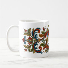 Elegant folkkonst Rosemaling stil Blommig Mugg