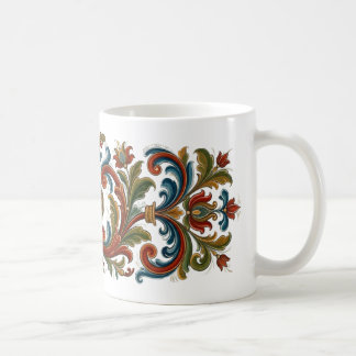Elegant folkkonst Rosemaling stil Blommig Mugg