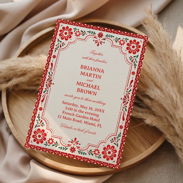 Elegant Folklig Botanisk Vintage Mexikansk Inbjudningar (Skapare uppladdad)
