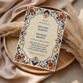 Elegant Folklig Botanisk Vintage Mexikansk Inbjudningar