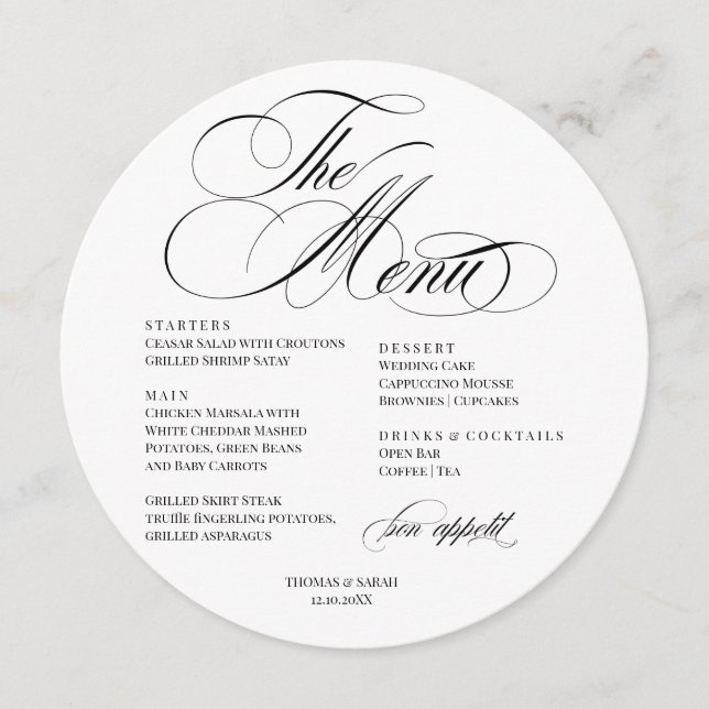 Elegant font modern Wedding Menu  Meny (Framsida)