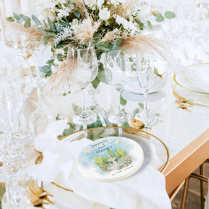 Elegant Fontän Blommor Bröllop Luxury Underlägg