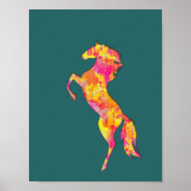 Elegant för Abstrakt av brandhornssilhuette Flames Poster (Framsidan)