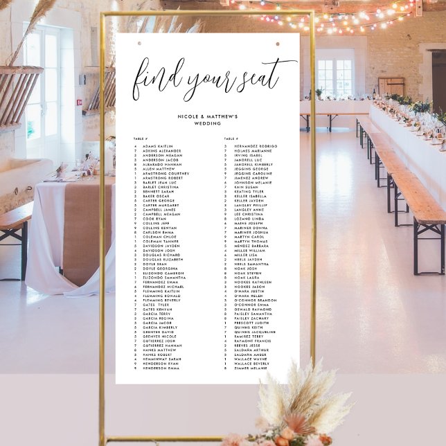 Elegant för alfabetisk ordning Bröllop-sätesdiagra Poster (Skapare uppladdad)