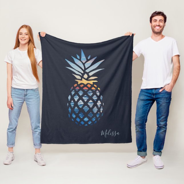 Elegant för ananas solnedgång, grafik fleecefilt (På plats)