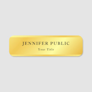 Elegant för anpassningsbar Faux Guld Metallic Sear Namnbricka