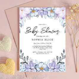 Elegant för babykläder för  Blommigt med vattenfär Inbjudningar