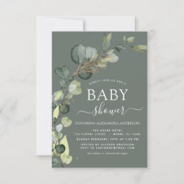 Elegant för babystölder i Greenery Eucalyptus Succ Inbjudningar