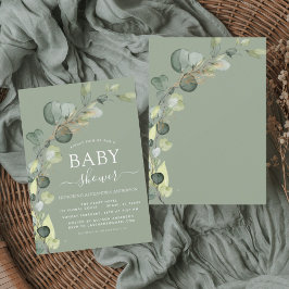Elegant för babystölder i Greenery Eucalyptus Succ Inbjudningar