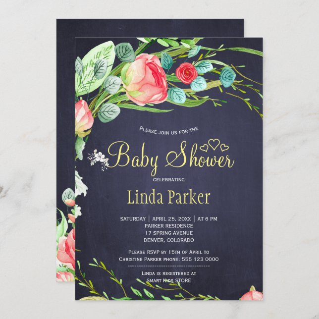 Elegant för bebisdusch för havandefrön i Röda träd Inbjudningar (Fram/baksida)