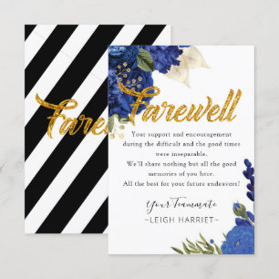 Elegant för blå Blommigt Lämnar avskärmningskort f Tack Kort