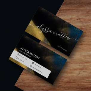 Elegant för blå Personlig i guld, marinen Glitter, Visitkort