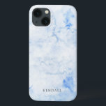 Elegant för blå vattenfärg<br><div class="desc">Elegantens telefonfodral med ditt namn över en handmålad blå vattenfärgsbakgrund.</div>