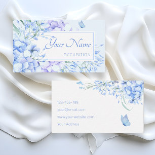 Elegant för blått lila-blommigt visitkort