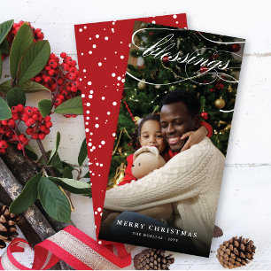 Elegant för Blessar Script-Religiösa - Jul- Julkort